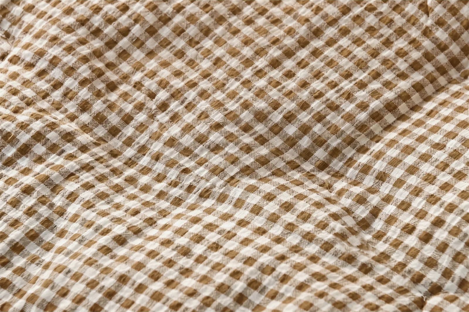 Seersucker Wasbaar Dekbed — Bruin 3