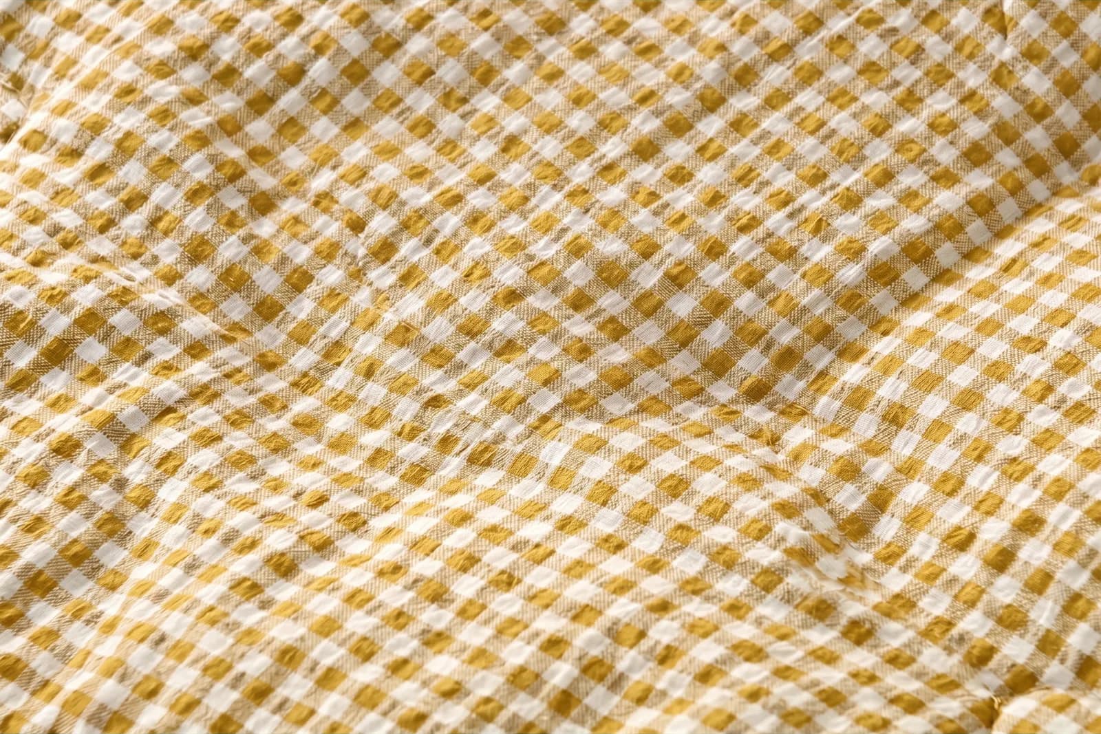 Seersucker Wasbaar Dekbed — Ochre 3