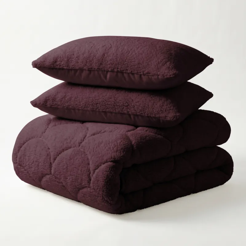 Dekbed + Kussensloop Teddy - Bordeaux