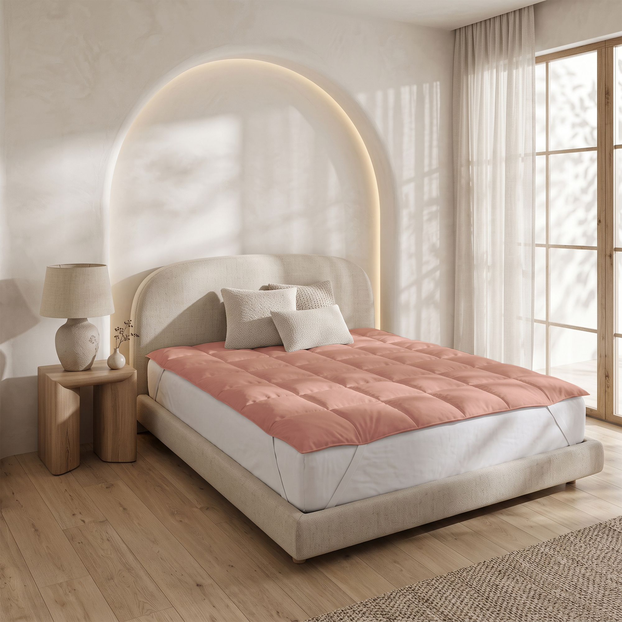 Wasbare Oplegmatras Lichtroze