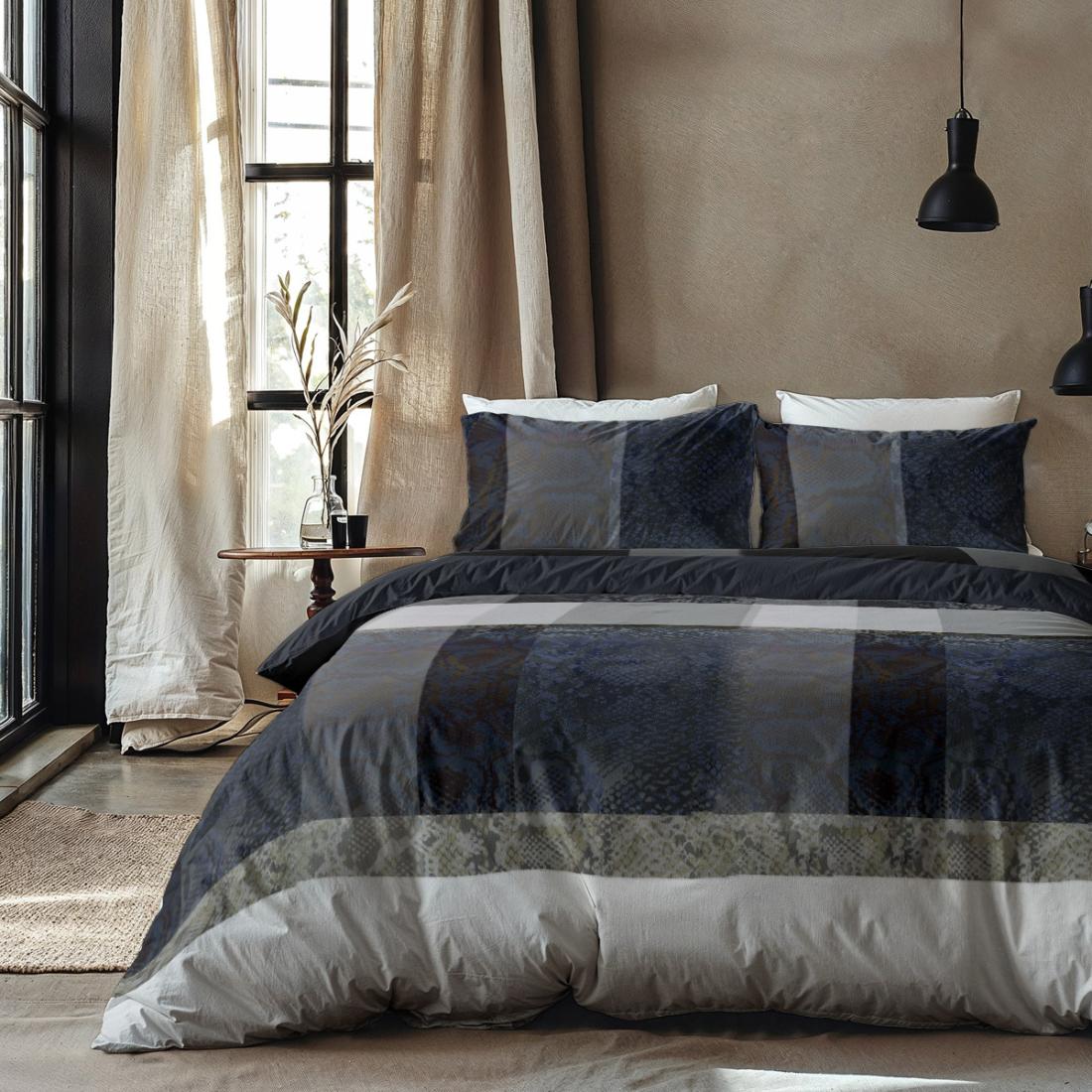Dekbedovertrek Flanel Mannoo squares 1* 200x220 + 2* 60x70cm Sleep Sense