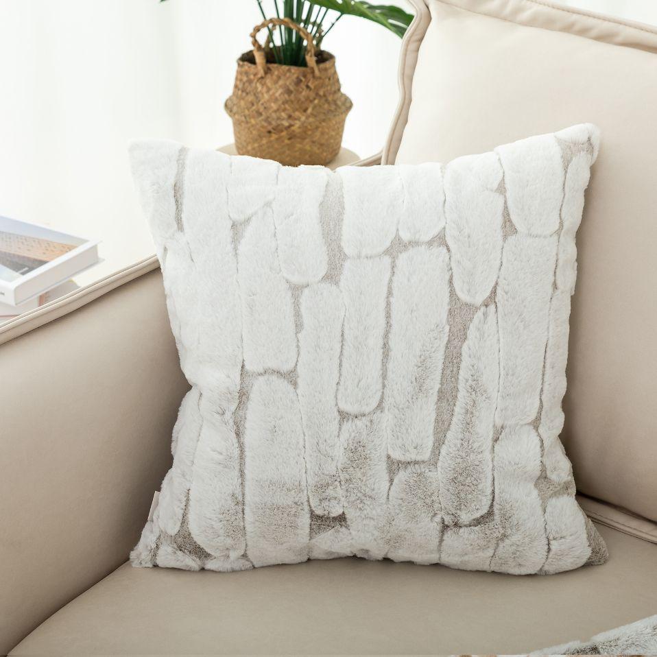 Marble Faux Fur Kussensloop - 2pc verpakking - Lichtbruin ca. 45x45 cm