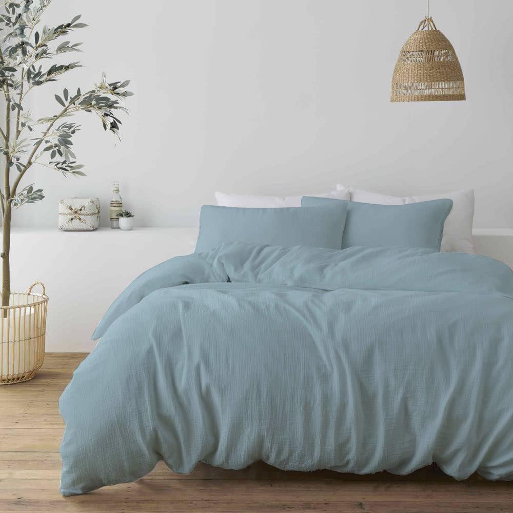 100% Katoen Mousseline - Dekbedovertrekset - Blauw