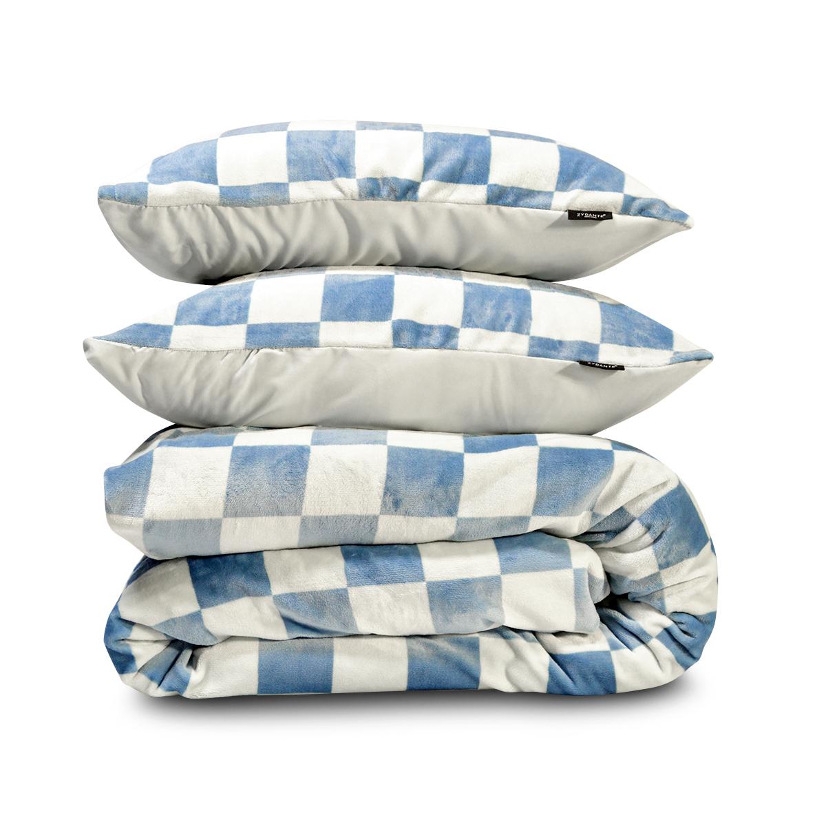Dekbedovertrekset Chess Fleece Blauw