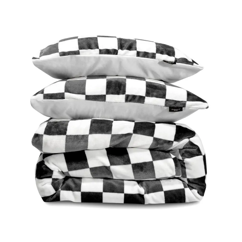 Dekbedovertrekset Chess Fleece Zwart