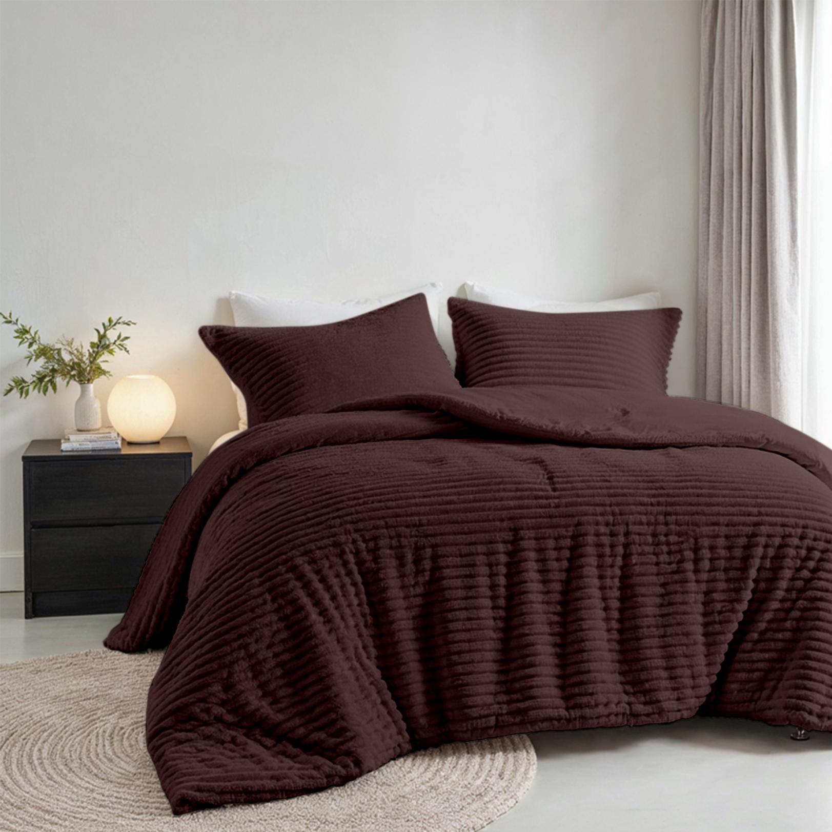 Dekbedovertrek Teddy Rib - Grape - met 1 Kussenslop
