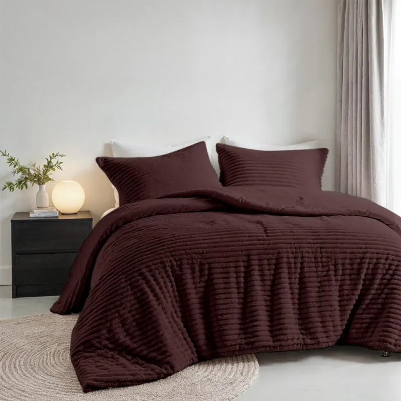 Dekbedovertrek Teddy Rib - Grape - met 1 Kussenslop