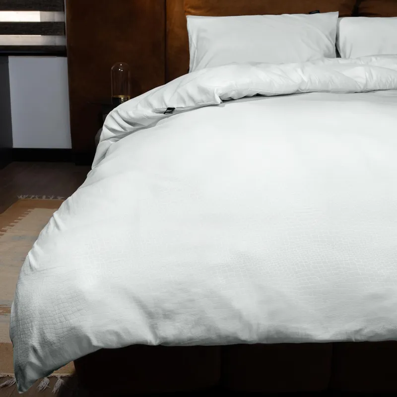 Dekbedovertrek Emboss Crocodile - Zilver Grijs - met 1 Kussenslop