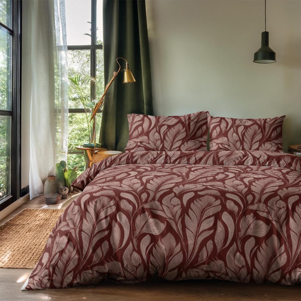 Dekbedovertrek Printed - Burgandy Leafs