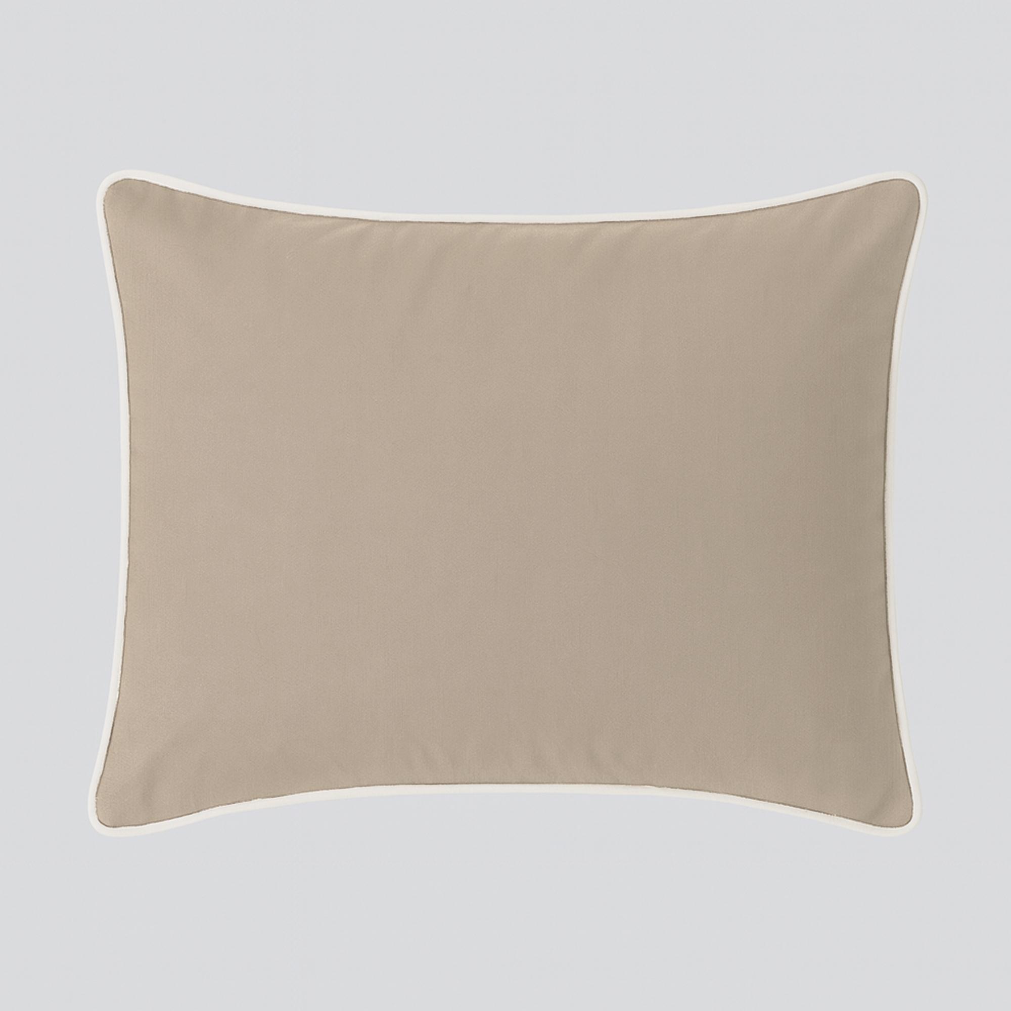 Pillow tick percale cotton - Taupe with Off white piping