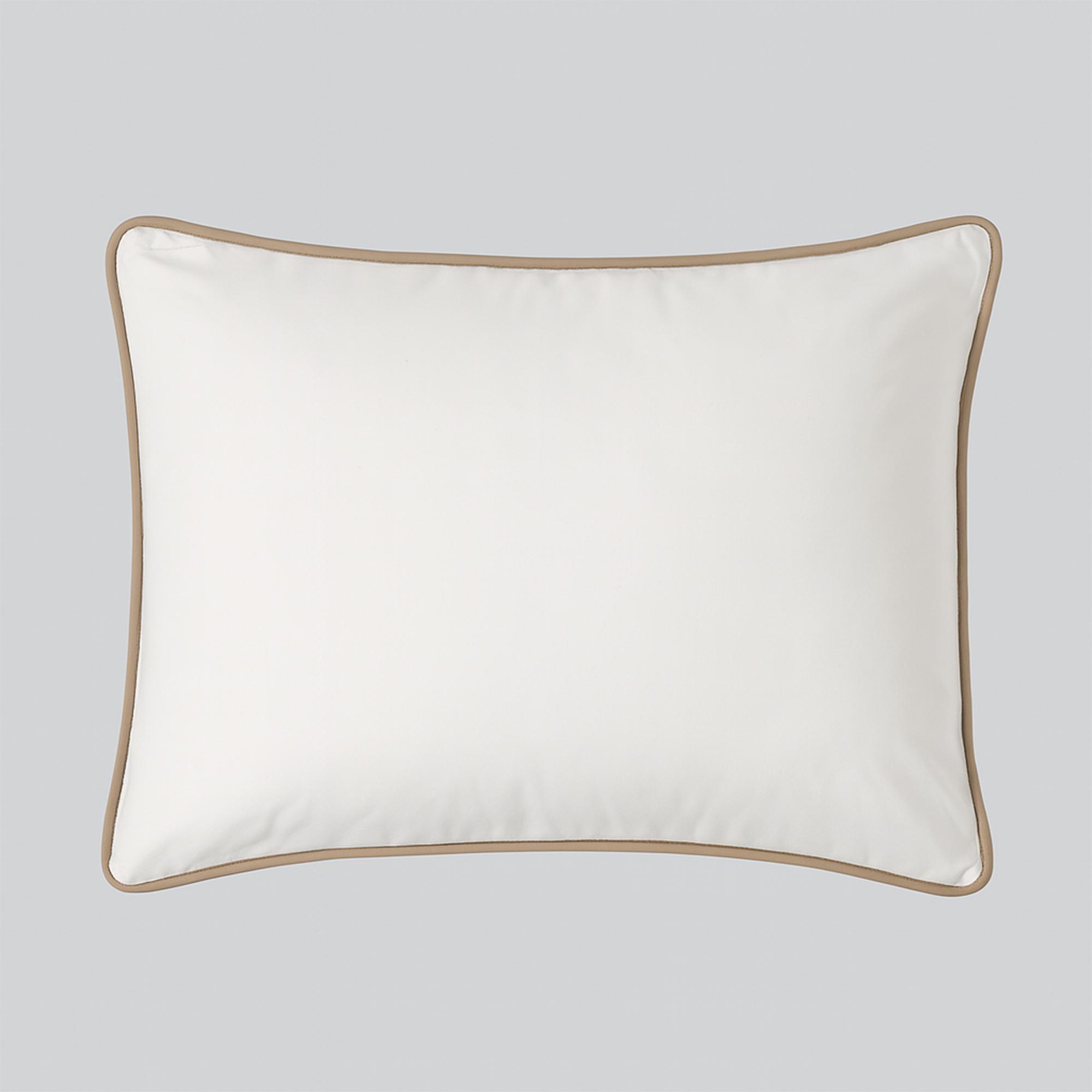 Pillow tick percale cotton - Off white with Taupe piping