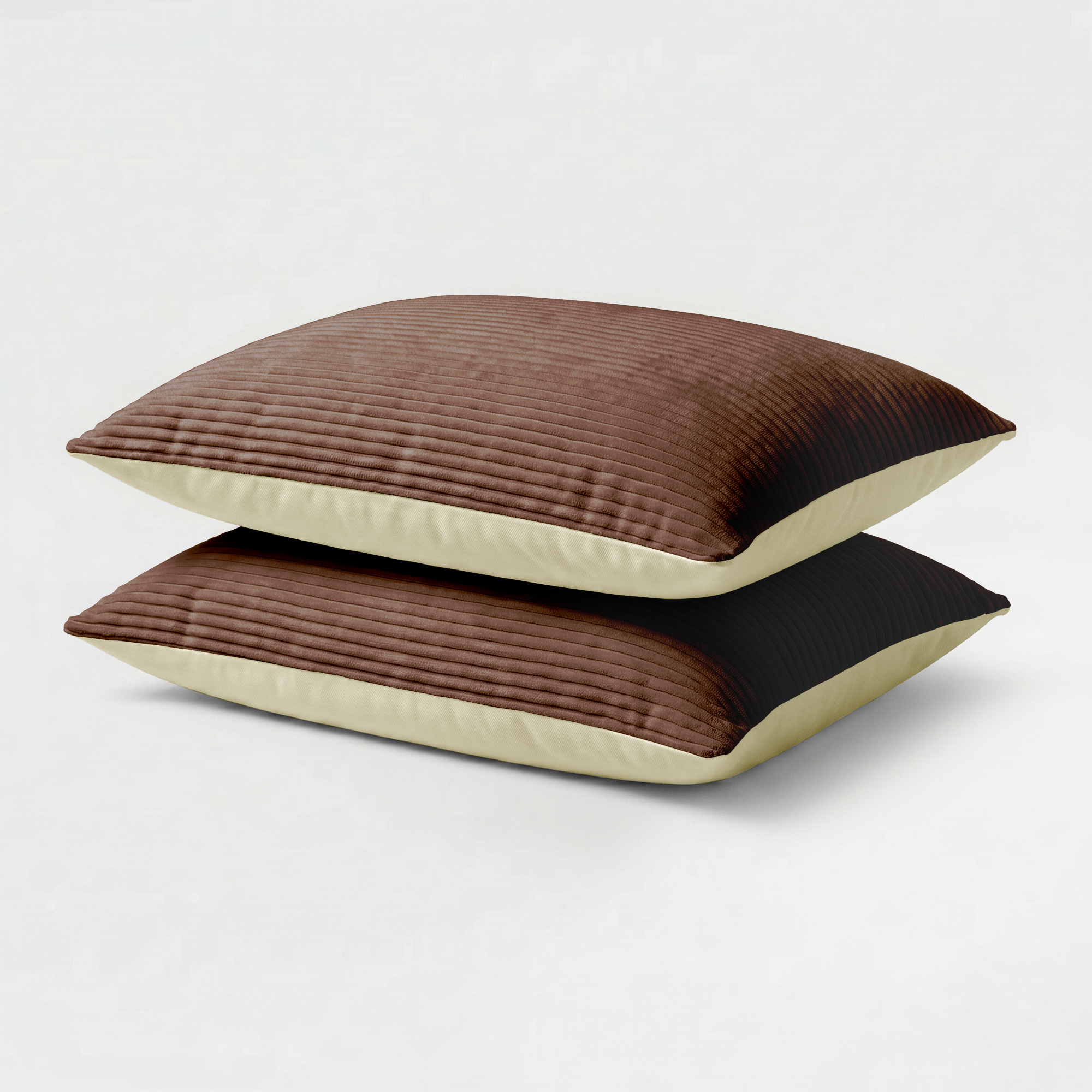 Kussenslopen Corduroy - Chocolate Bruin/ Crème