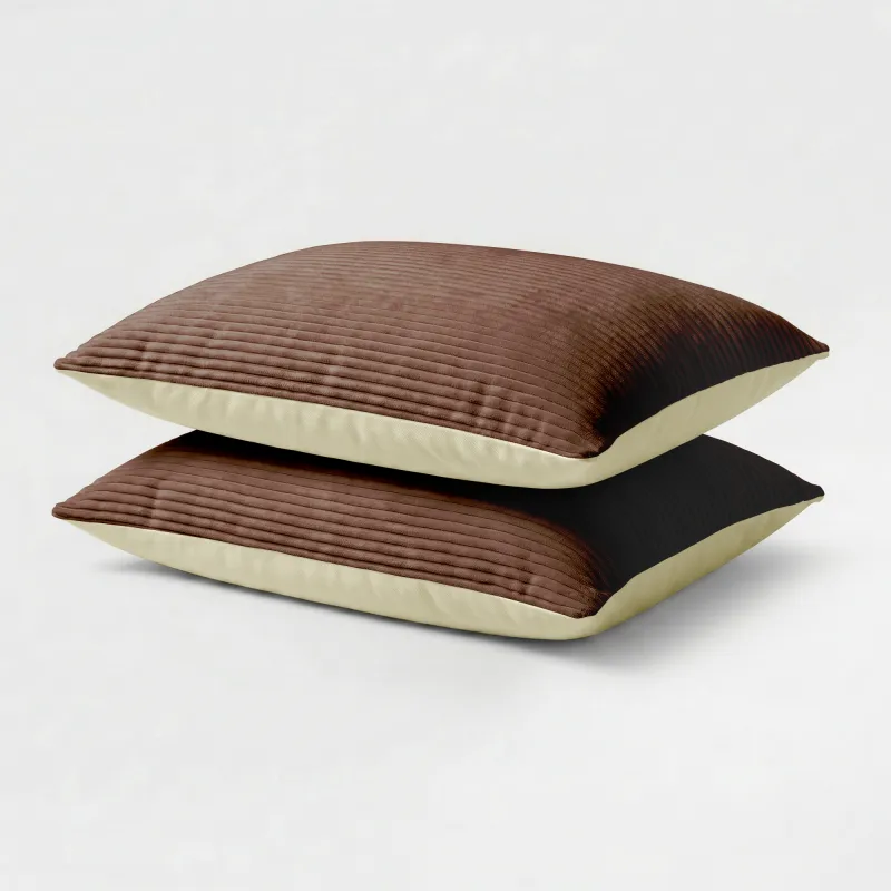 Kussenslopen Corduroy - Chocolate Bruin/ Crème