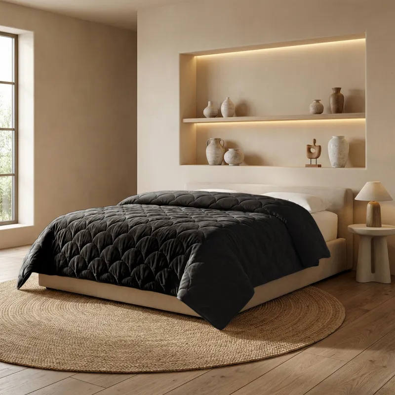 Zydante® Dekbed Chenille Velvet Emboss - Zwart