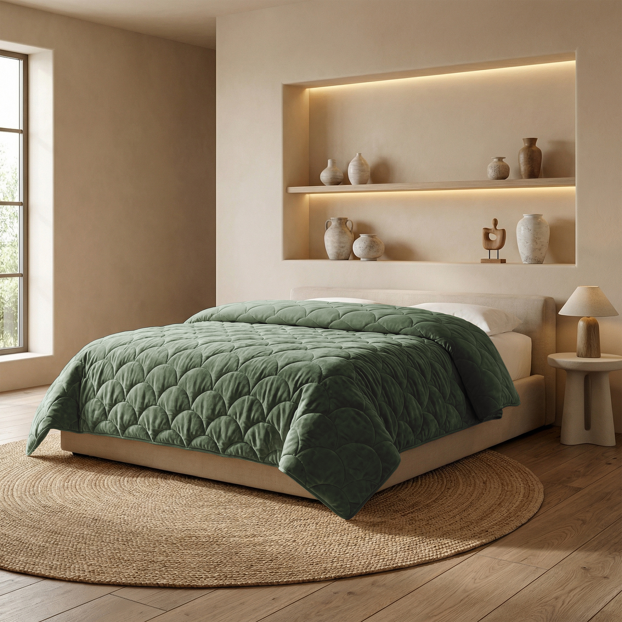 Zydante® Dekbed Chenille Velvet Emboss - Hedge Groen