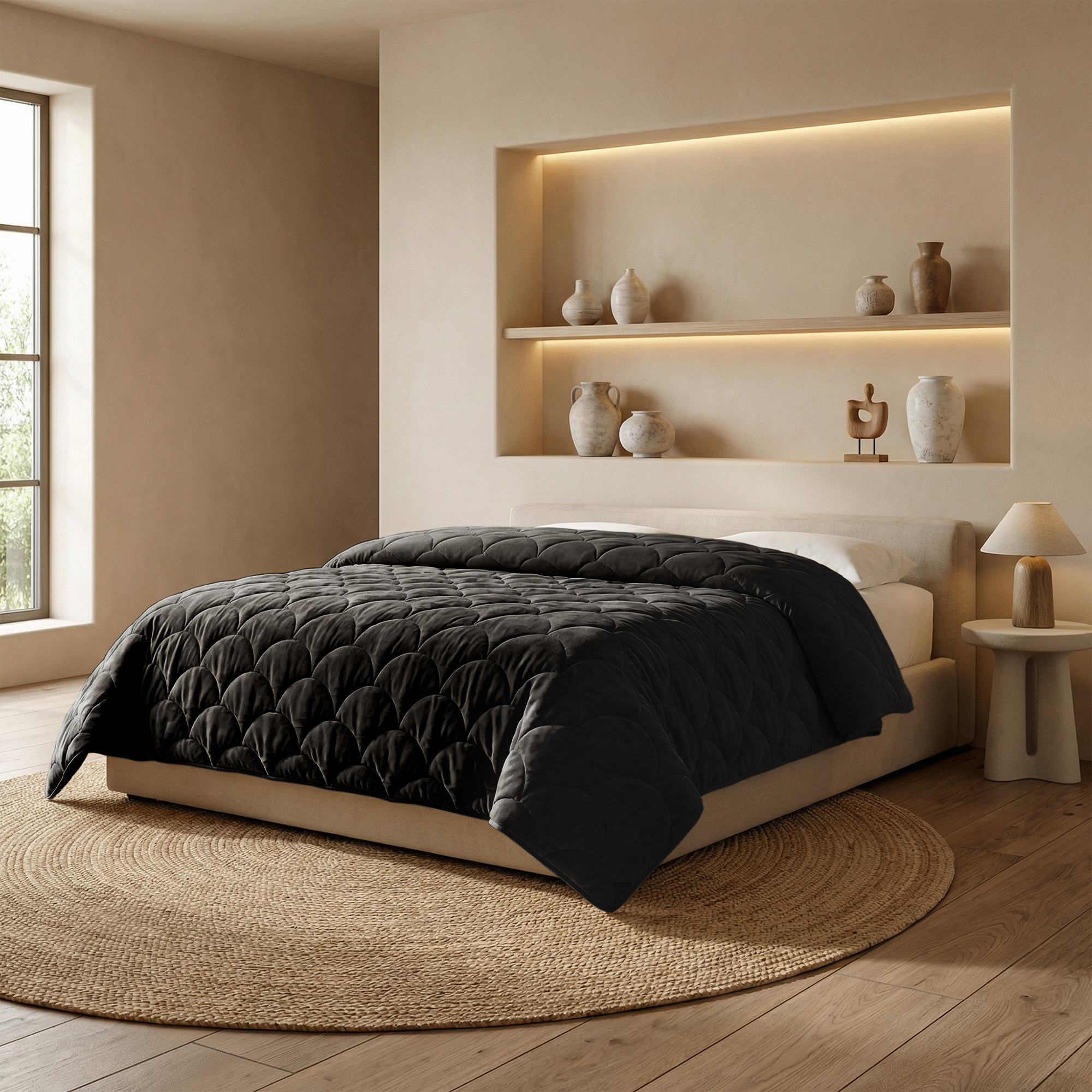 Zydante® Dekbed Chenille Velvet Emboss - Zwart