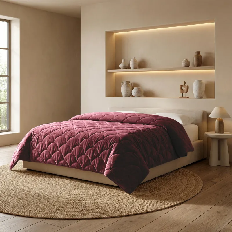 Zydante® Dekbed Chenille Velvet Emboss - Burgundy