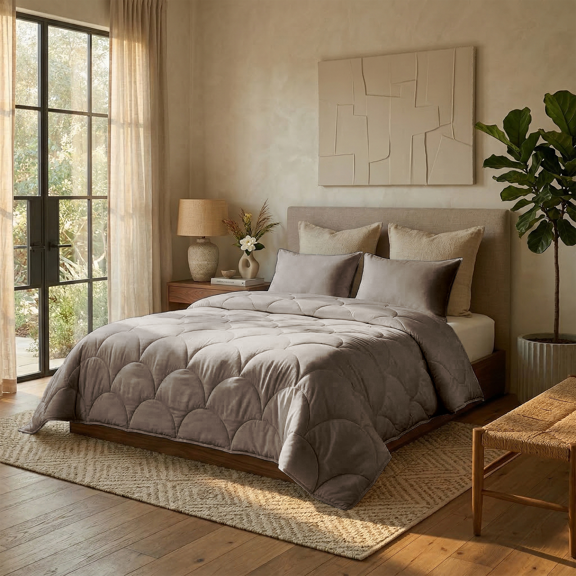 Katoen Percale Dekbed + Kussensloop/slopen - Taupe
