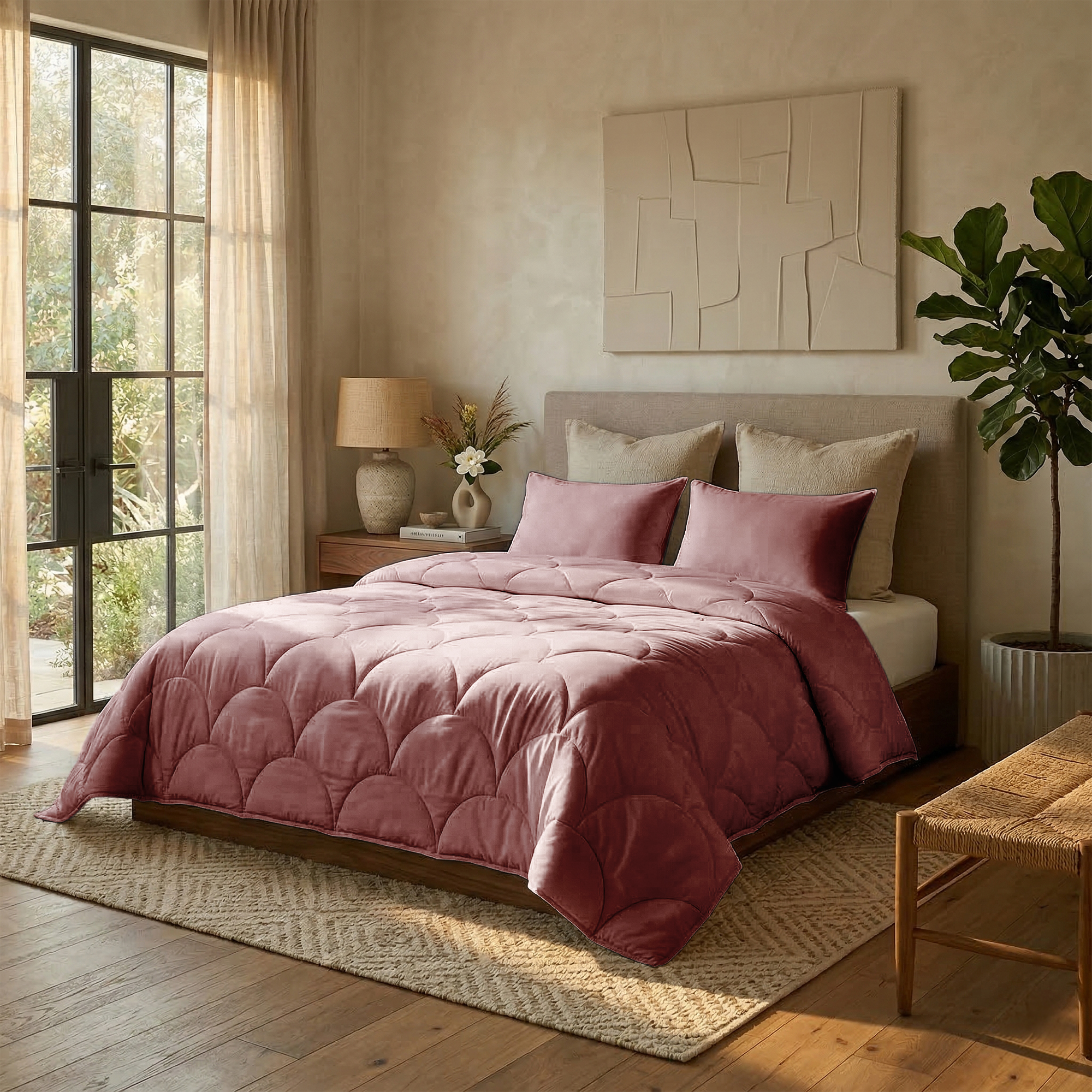 Katoen Percale Dekbed + Kussensloop/slopen - Oud Roze