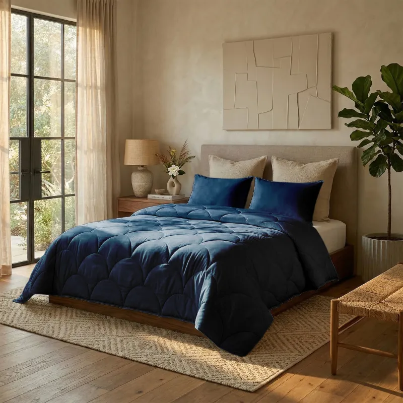 Katoen Percale Dekbed + Kussensloop/slopen - Donker Blauw