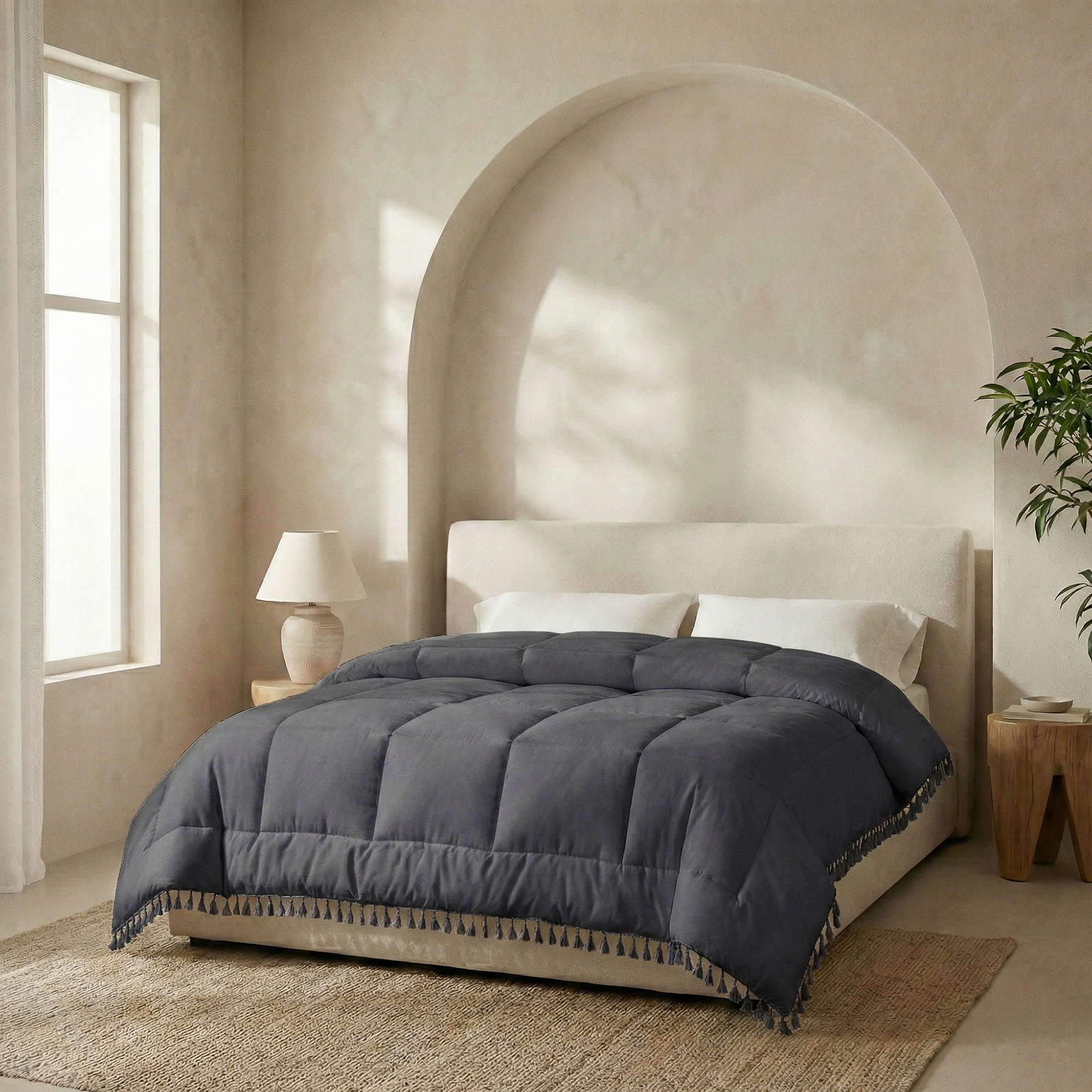 Ibiza Dekbed - Lace Trim - Zwart