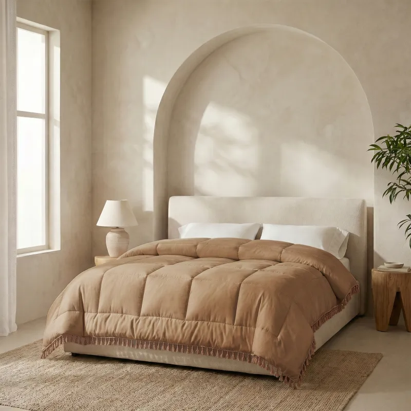 Ibiza Dekbed - Lace Trim - Taupe