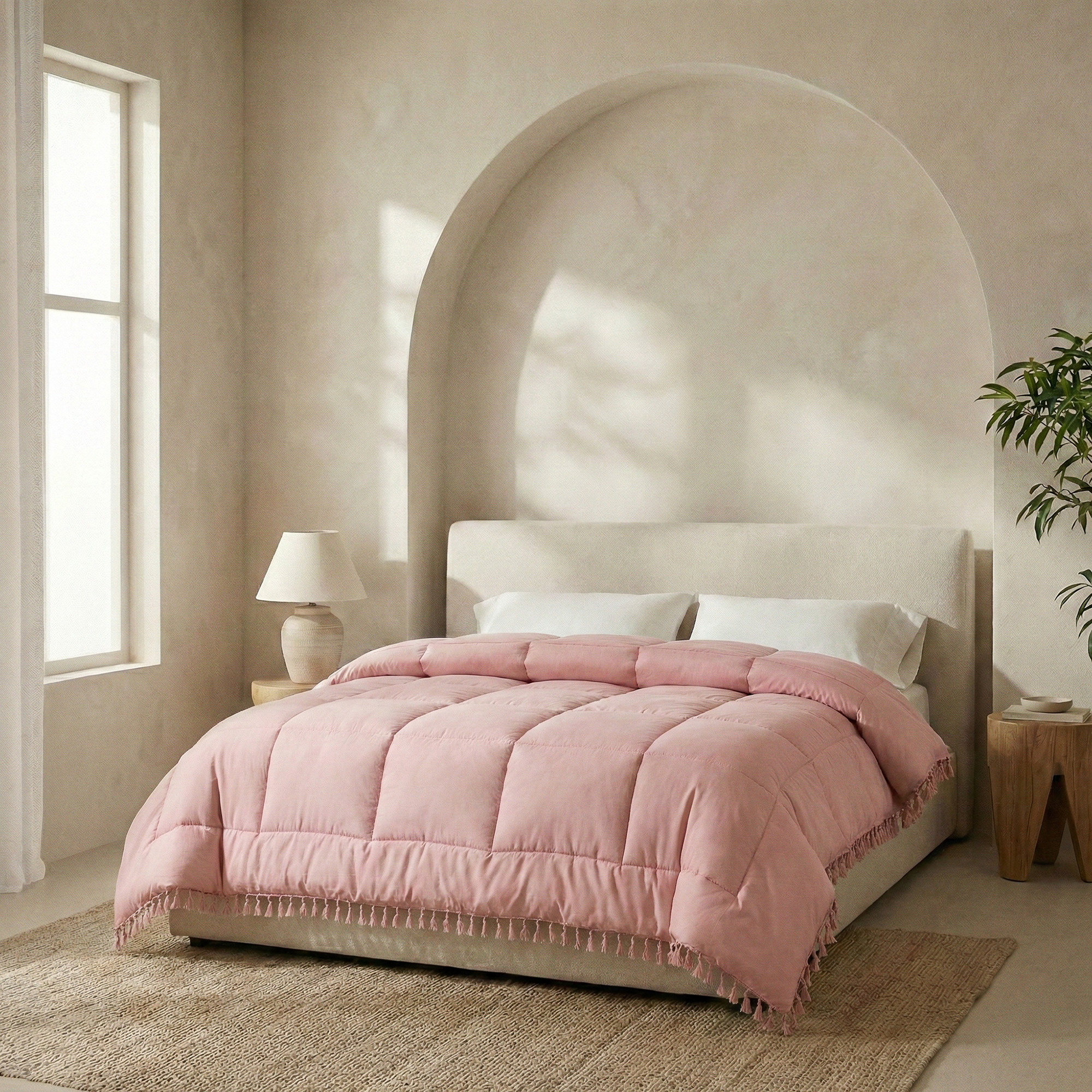 Ibiza Dekbed - Lace Trim - Roze