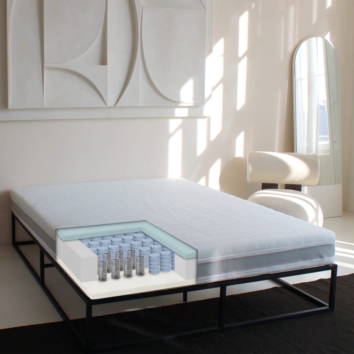 Metalen bedframe + matras