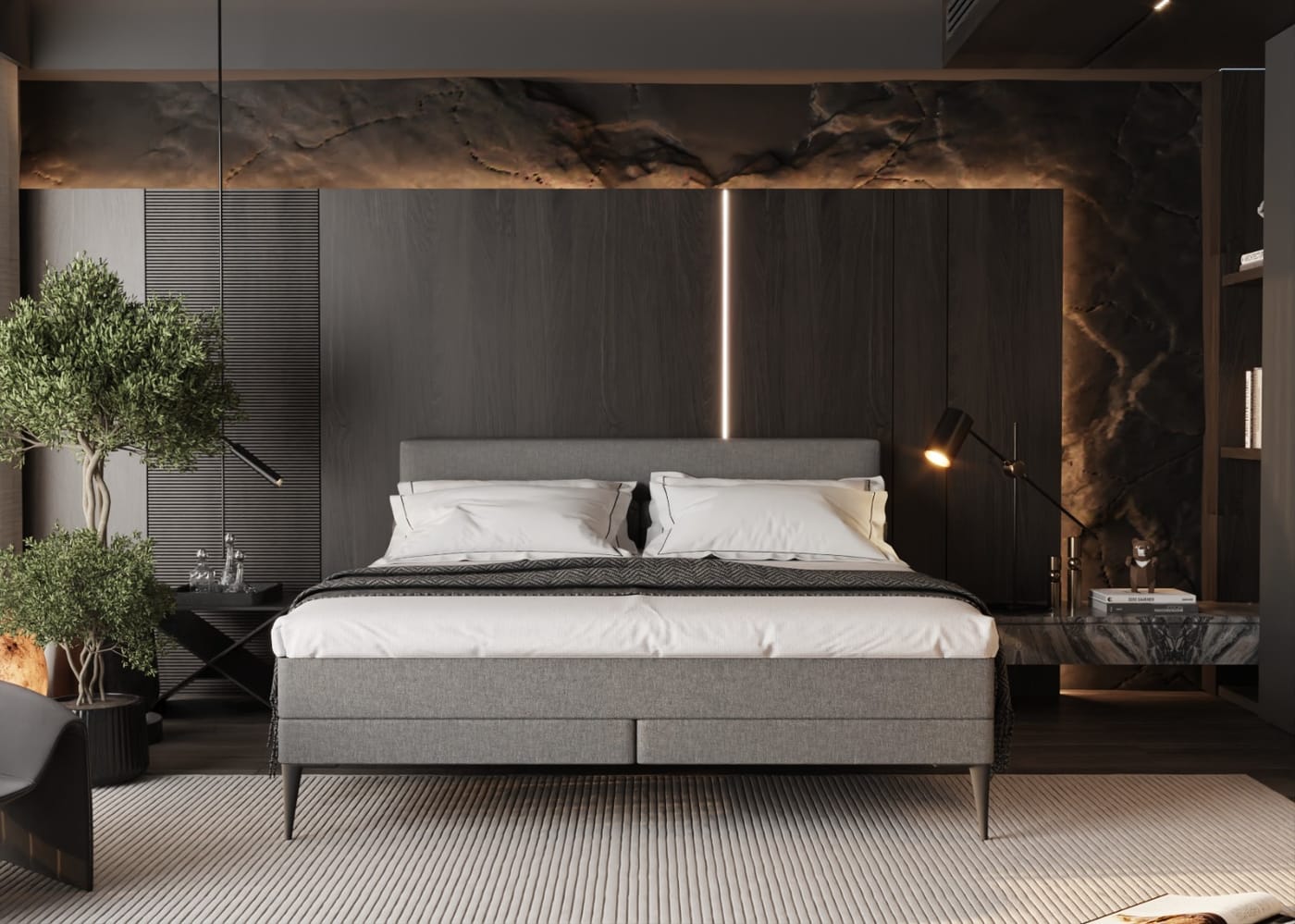 Zydante® - Boxspring - Brooklyn met geïntegreerde topper & pocketvering matras - Zilvergrijs