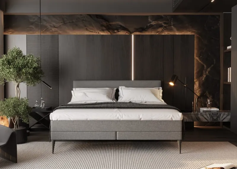 Zydante® - Boxspring - Brooklyn met geïntegreerde topper & pocketvering matras - Zilvergrijs