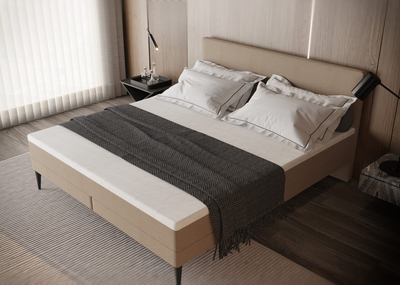 Zydante® - Boxspring - Brooklyn met geïntegreerde topper & pocketvering matras - Beige