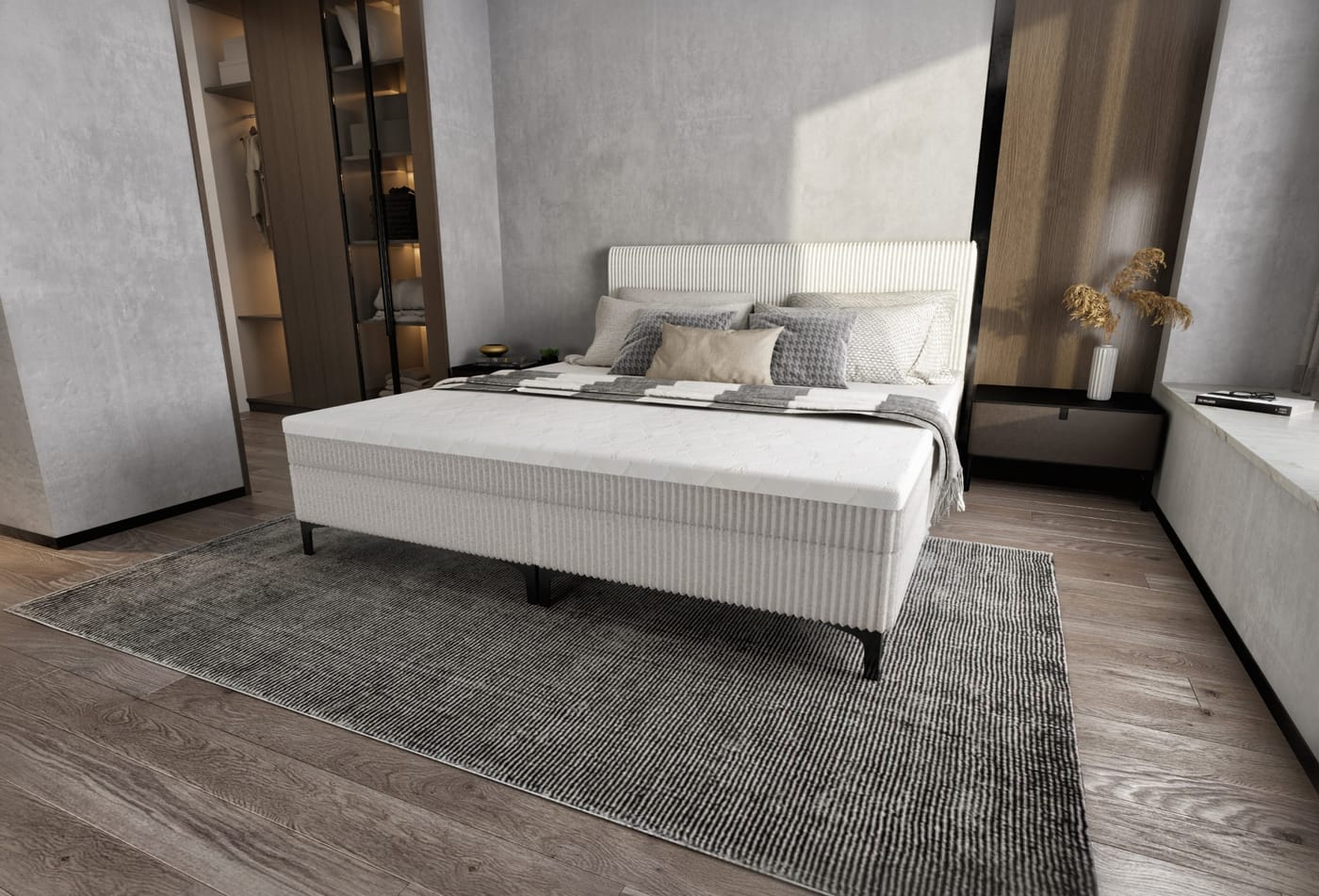 Studio - Boxspring - Pieter met geïntegreerde topper - Creme Rib