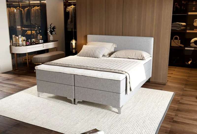 Zydante® - Boxspring - Londen met Opbergruimte - Bed - Zilver Grijs