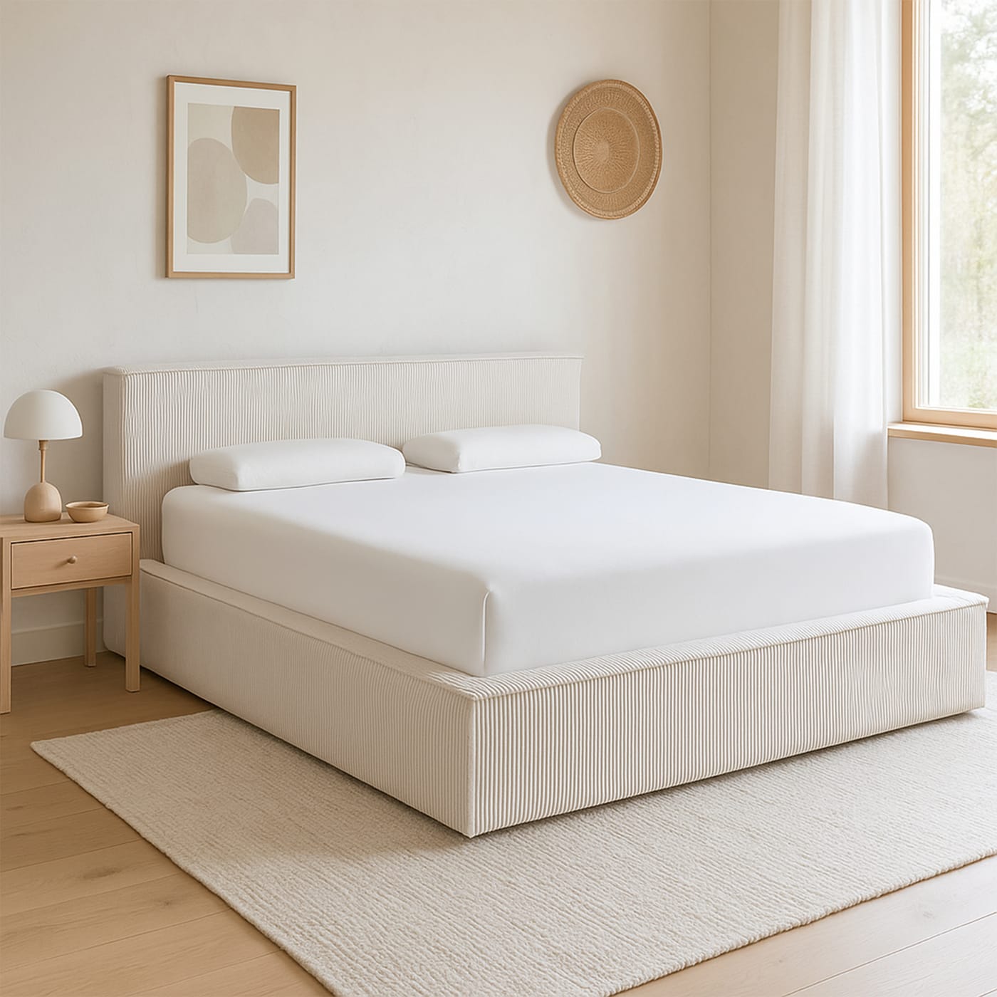 Storage Bed set Amour Cosy - Rib Creme (Zonder Matras)