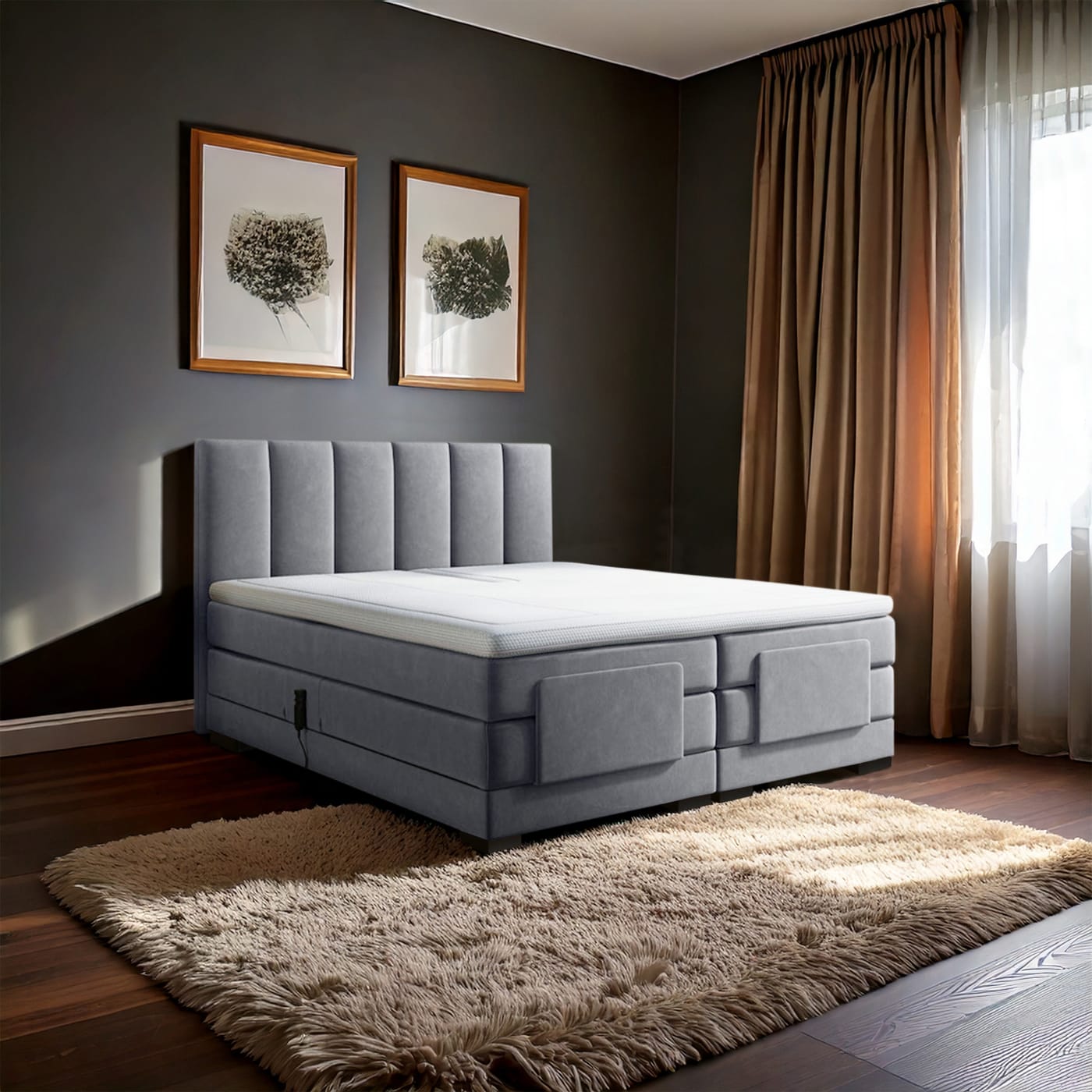 Zydante® - Elektrische Boxspring - Milano - Grijs
