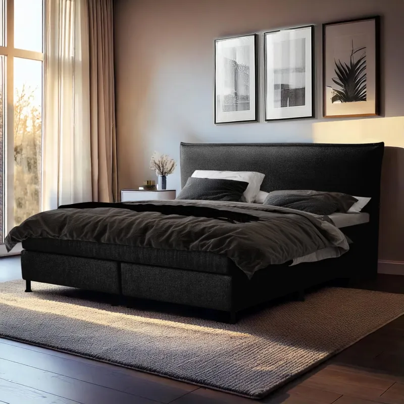 Zydante® - Boxspring - Detroit met geïntegreerde topper - Black