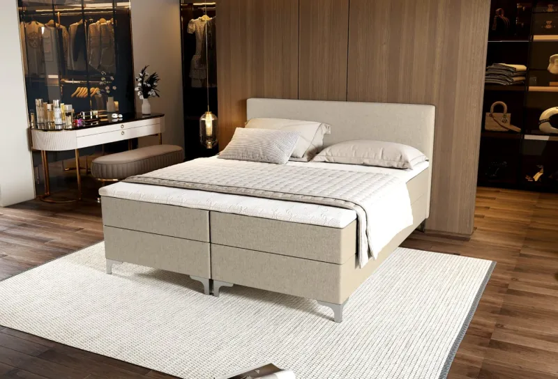 Zydante® - Boxspring - Londen met Opbergruimte - Bed - Beige