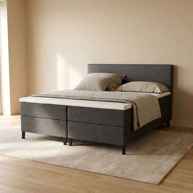 Zydante® - Boxspring - Londen met Opbergruimte - Bed - Antraciet