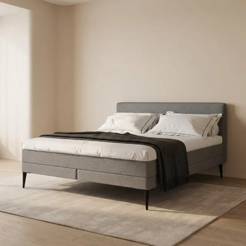 Zydante® - Boxspring - Brooklyn met geïntegreerde topper & pocketvering matras - Zilvergrijs