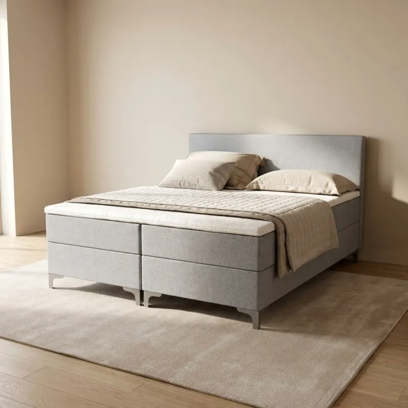 Zydante® - Boxspring - Londen met Opbergruimte - Bed - Zilver Grijs