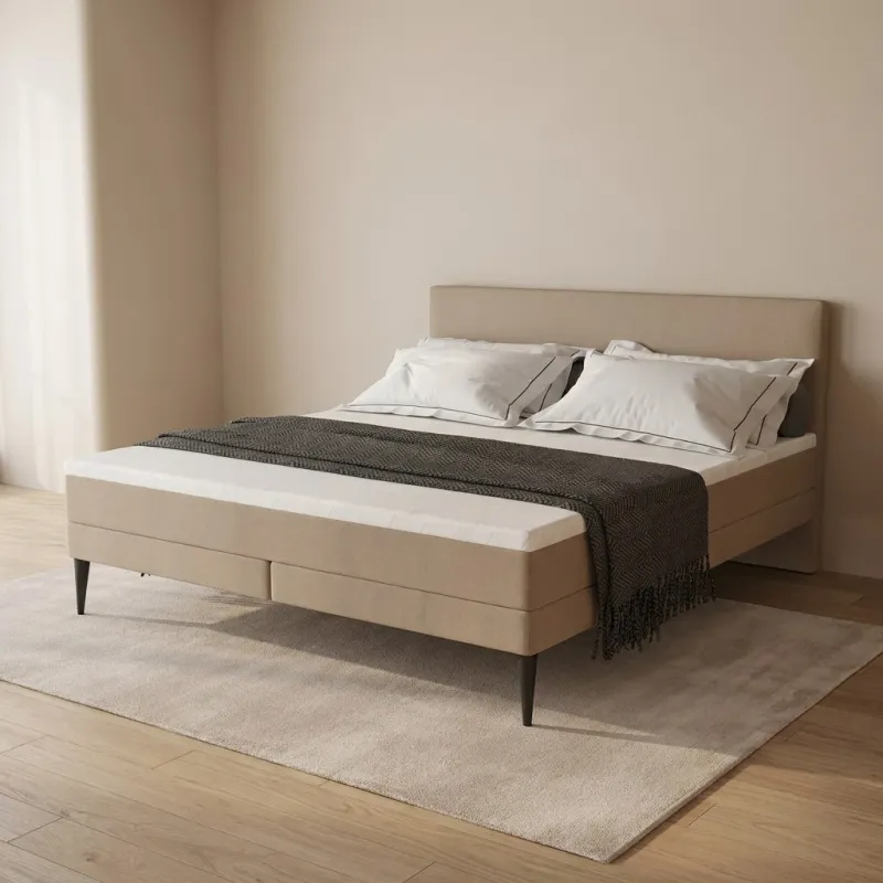 Zydante® - Boxspring - Brooklyn met geïntegreerde topper & pocketvering matras - Beige