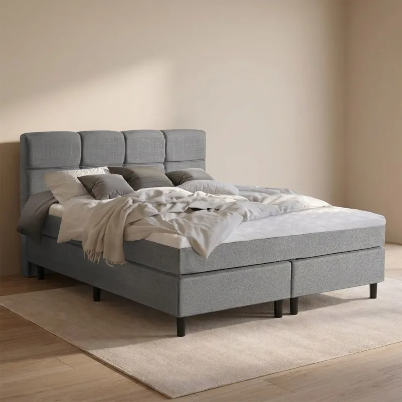 Zydante® - Boxspring - Valentina met geïntegreerde topper - Zilvergrijs
