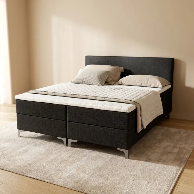 Zydante® - Boxspring - Londen met Opbergruimte - Bed - Zwart