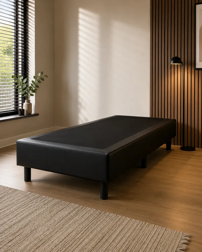 Boxspring Box Hilton 80x200 PU Black Skai, wo mattress, incl. legs