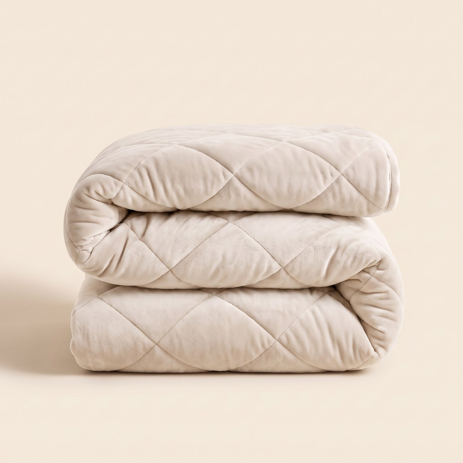 Velvet Winterdekbed Diamond-Quilt - Pearl White