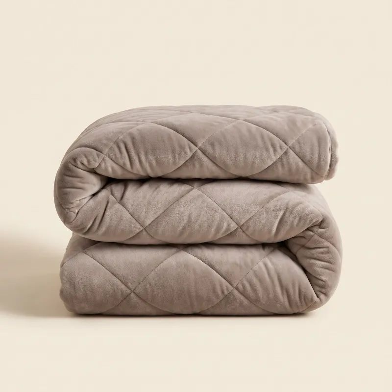 Velvet Winterdekbed Diamond-Quilt - Taupe Grey