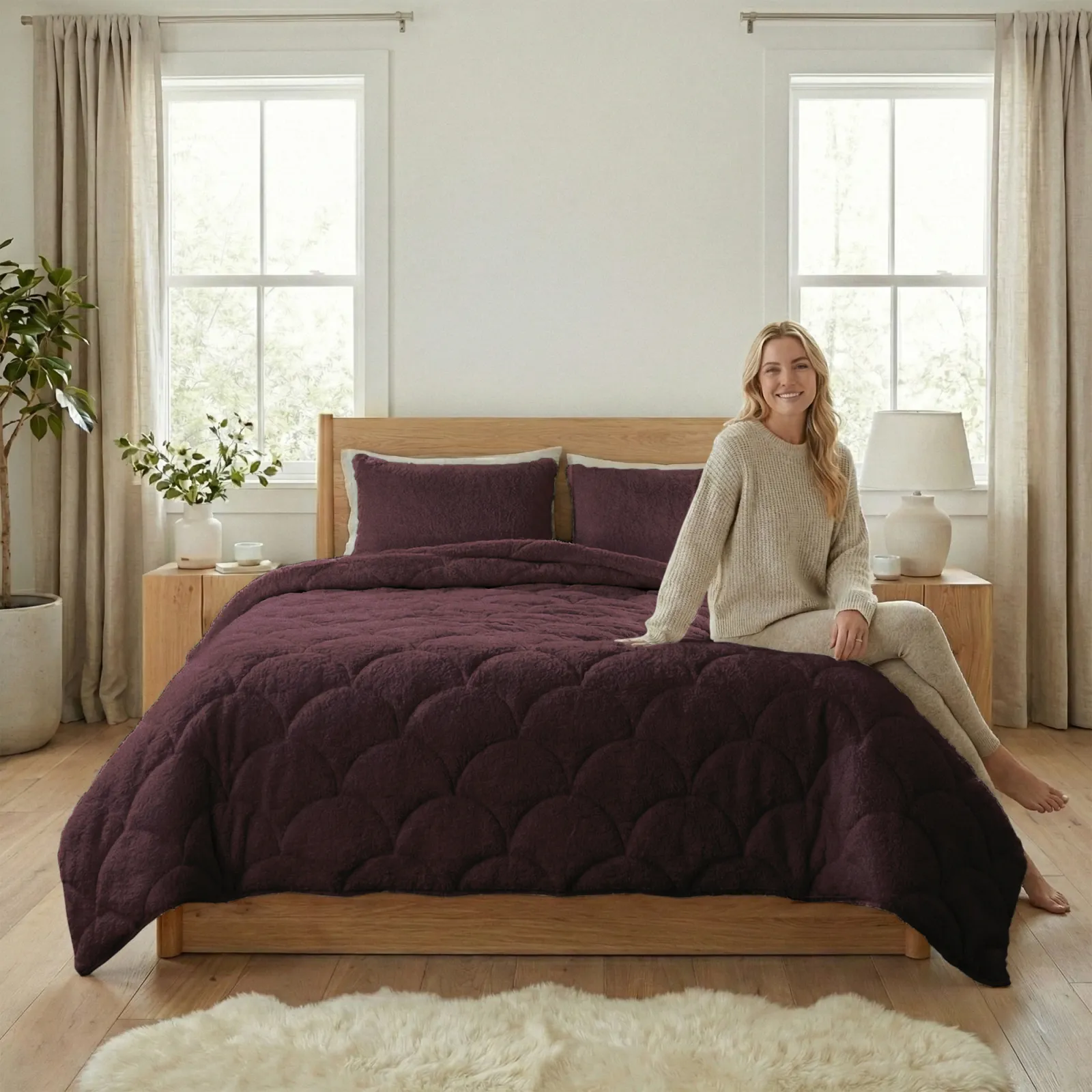 Wintercollectie op een bed