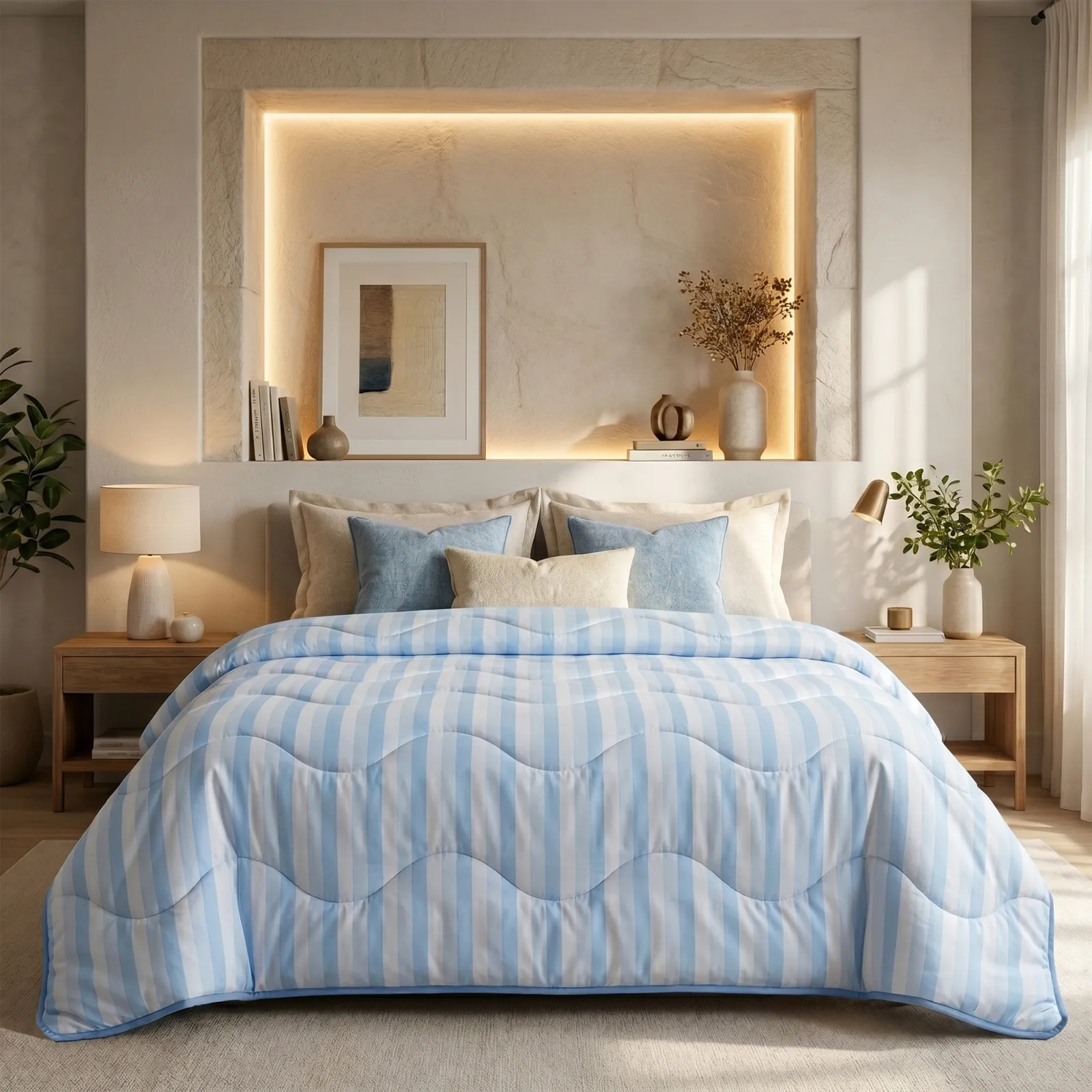 Slaapkamer met verkoelend dekbed