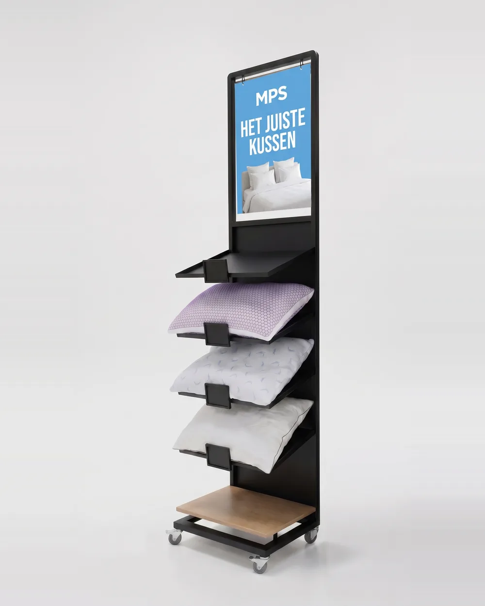 Displaymodule Het juiste kussen, compleet gevuld in MPS-huisstijl