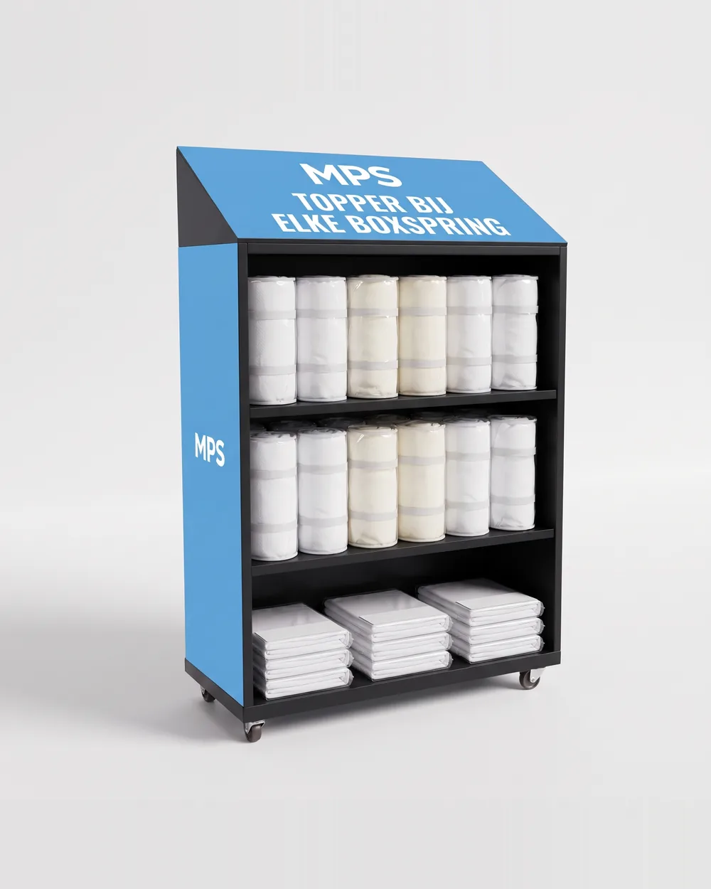 Displaymodule Topper bij elke boxspring, compleet gevuld in MPS-huisstijl